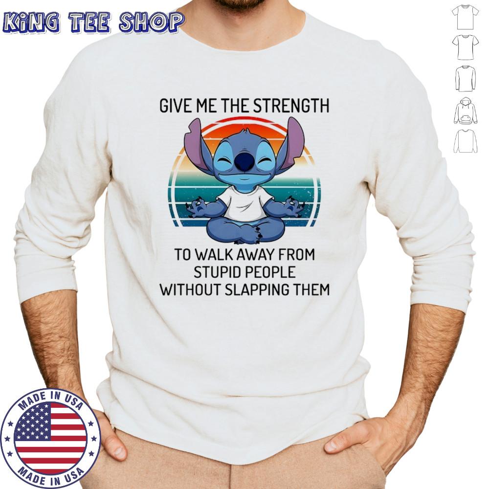 Stitch Yoga give me the strength to walk away from stupid people shirt Long Sleeved