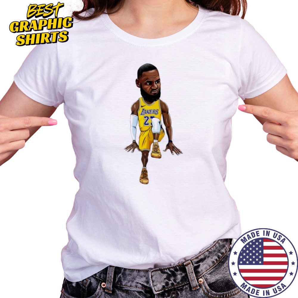 Lebron James Art Los Angeles Lakers jersey cartoon shirt Women's T-shirt