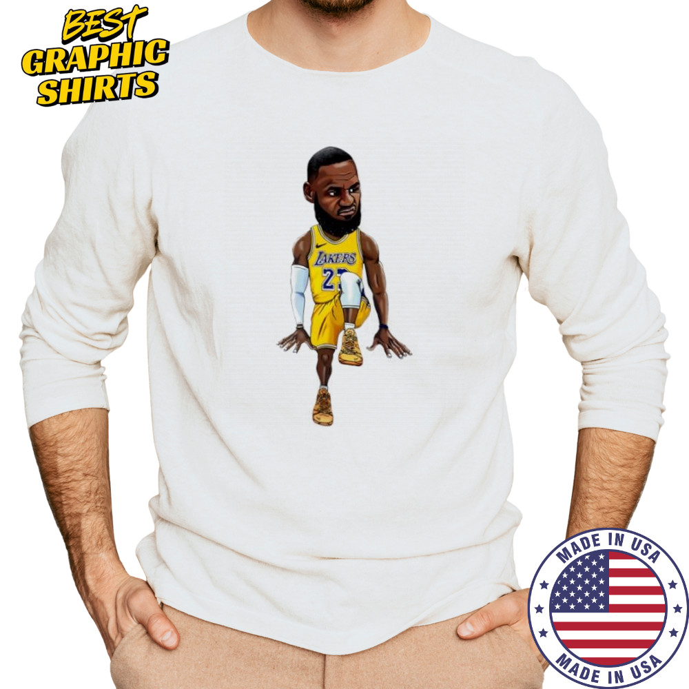 Lebron James Art Los Angeles Lakers jersey cartoon shirt Long Sleeved