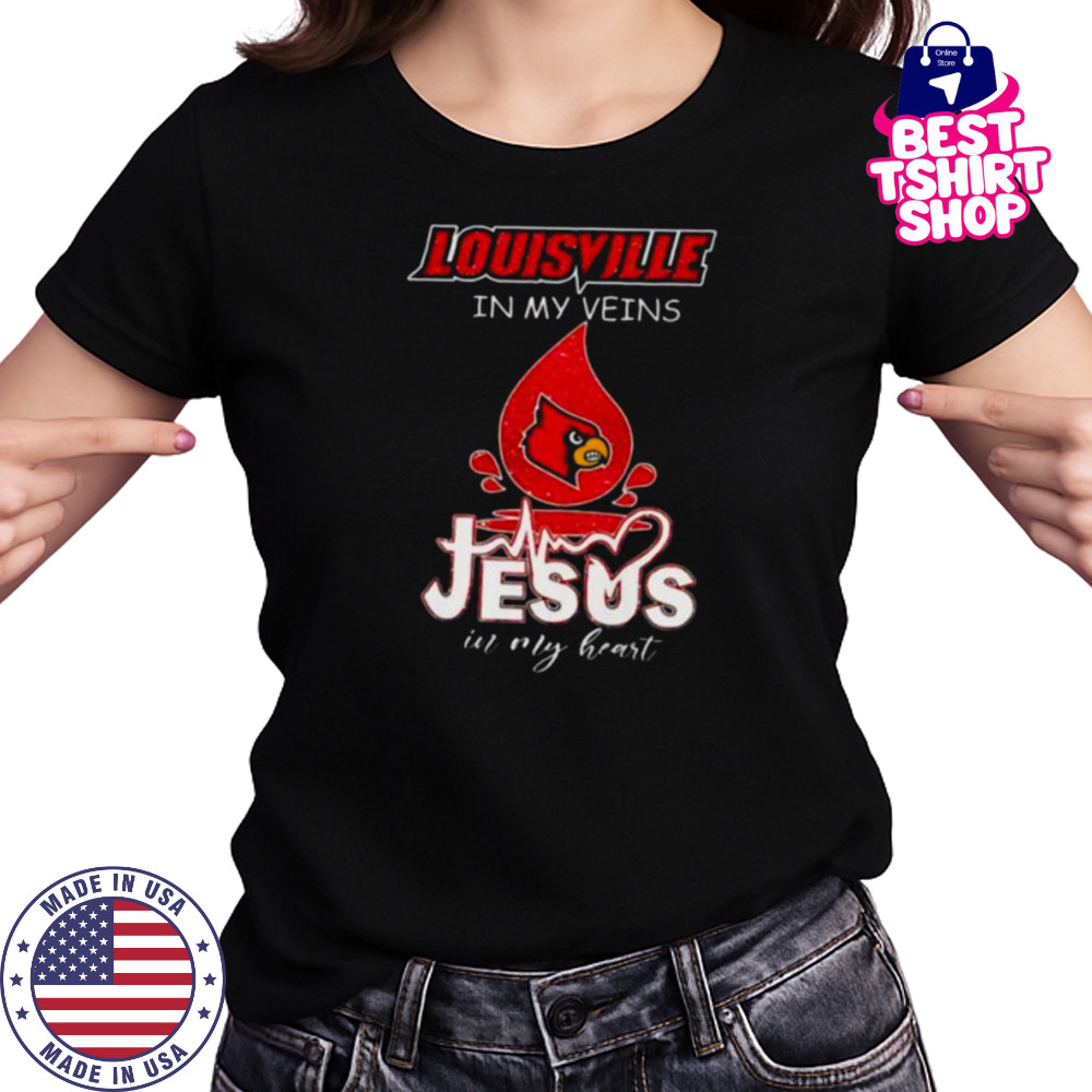 Louisville Cardinals in my veins Jesus in my heart 2025 shirt Women's T-shirt