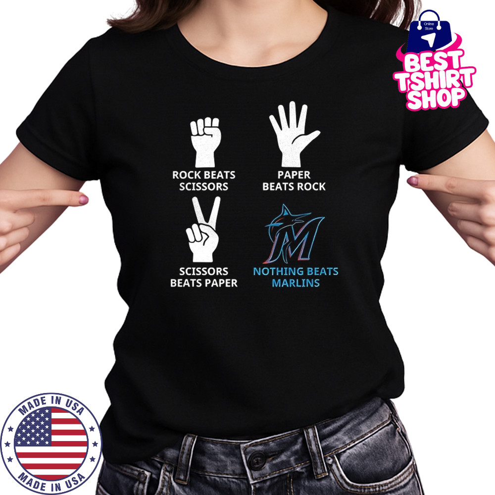 Miami Marlins rock beats scissors paper beats rock scissors beats paper nothing beats Marlins shirt Women's T-shirt