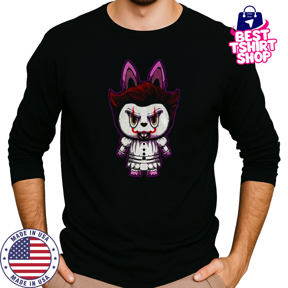 Labubu costume Pennywise Happy Halloween horror character shirt Long Sleeved