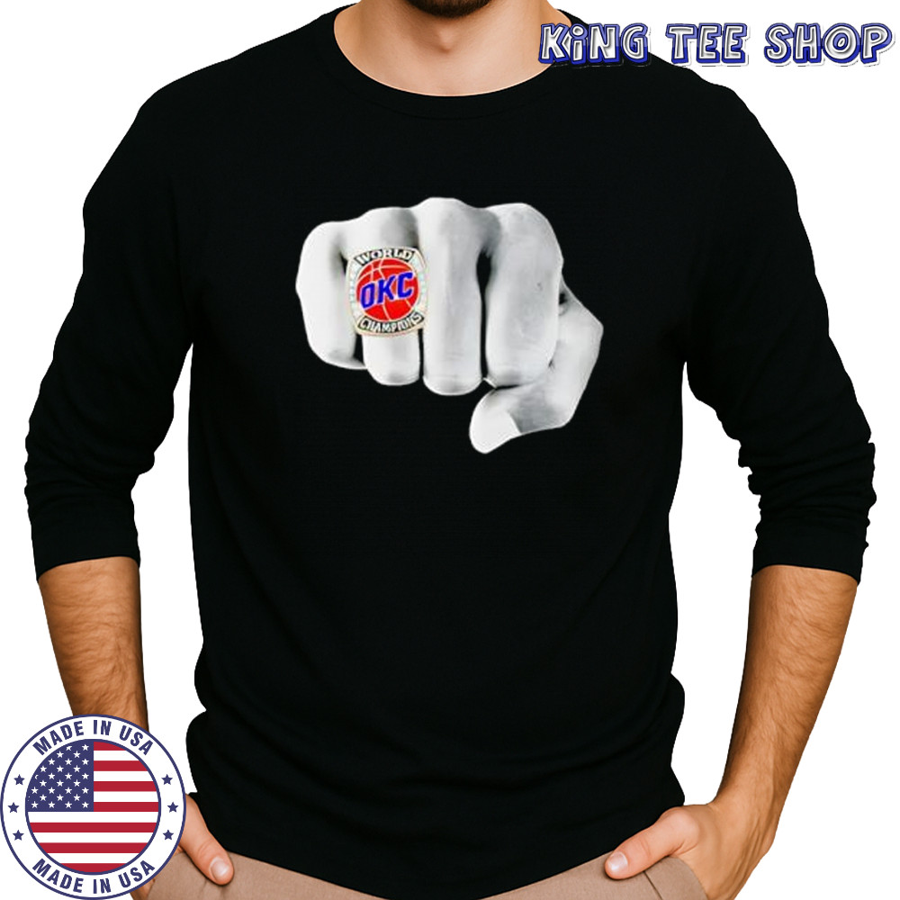 OKC Championship Ring Hand Comfort Colors shirt Long Sleeved