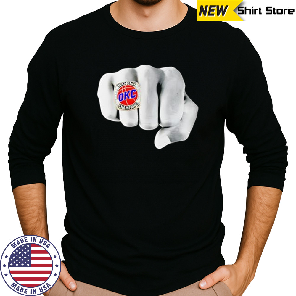 OKC Championship Ring Hand Comfort Colors shirt Long Sleeved