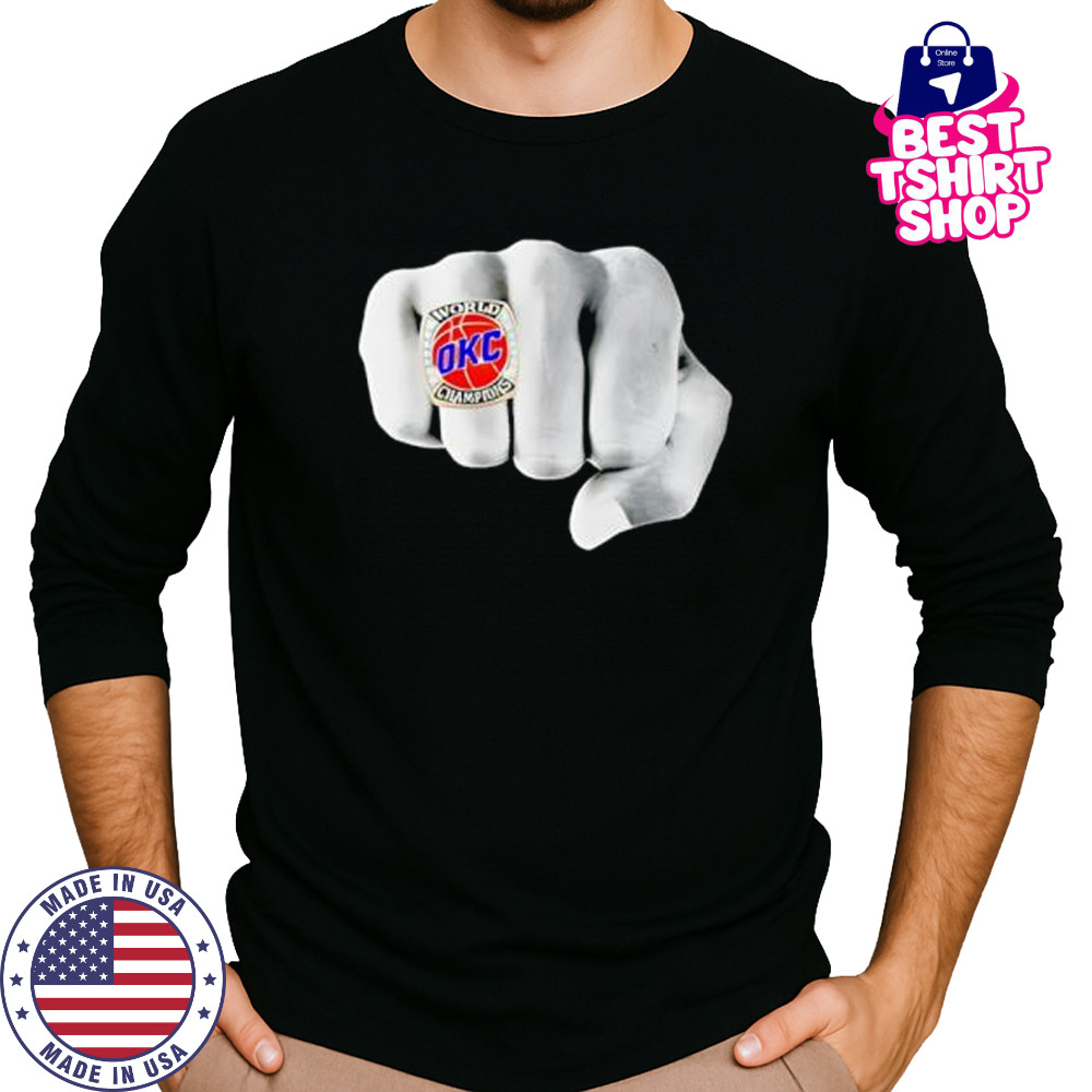OKC Championship Ring Hand Comfort Colors shirt Long Sleeved