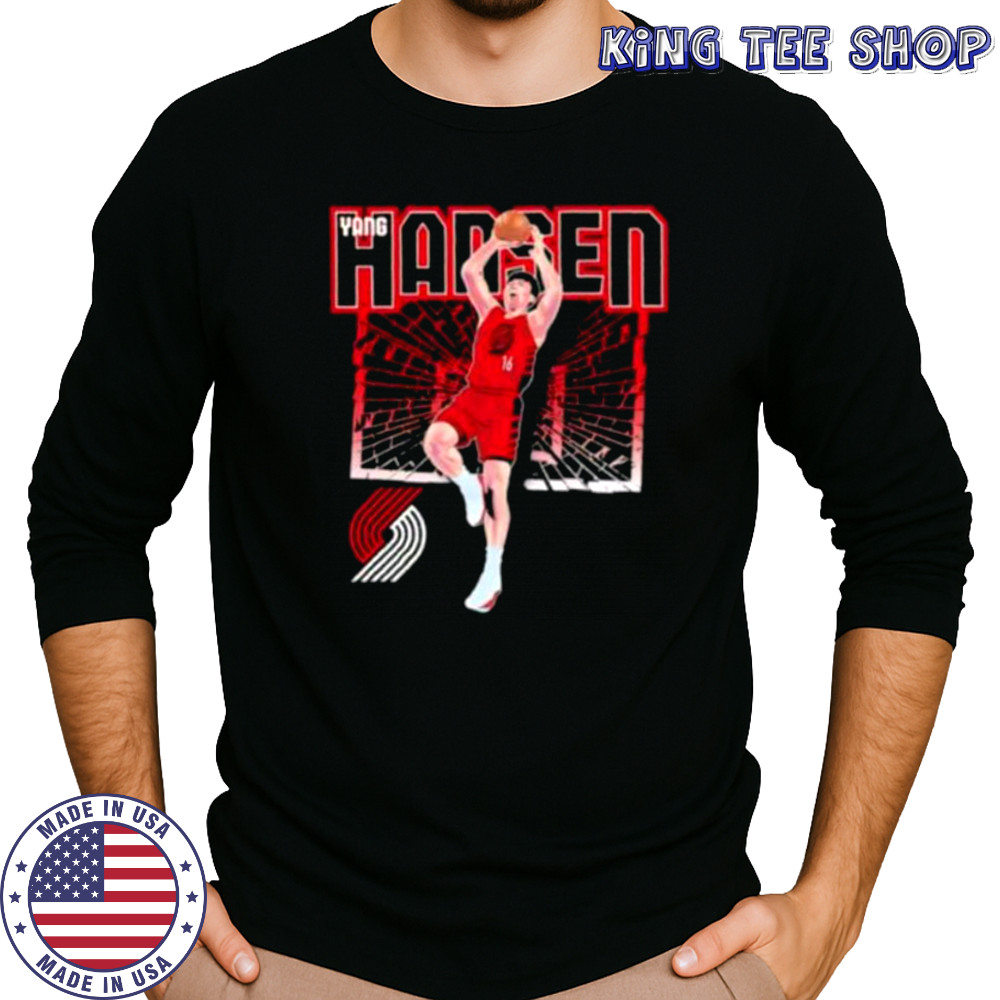 Yang Hansen Portland Trail Blazers Shattered basketball shirt Long Sleeved