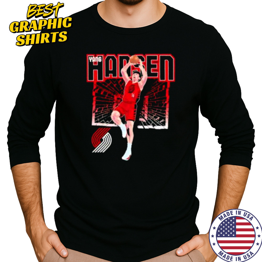 Yang Hansen Portland Trail Blazers Shattered basketball shirt Long Sleeved