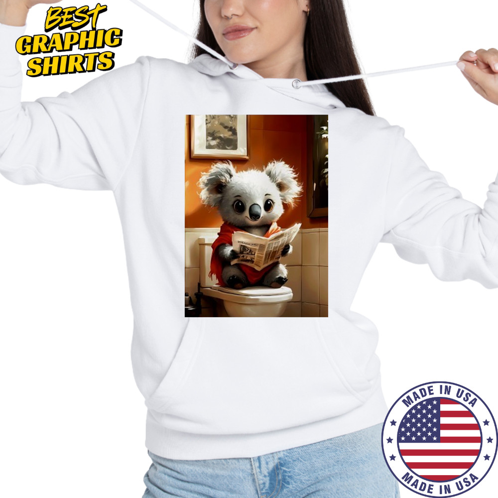 Koala Bear reading Newspaper Bathroom Morning Routine Charm shirt Hoodie