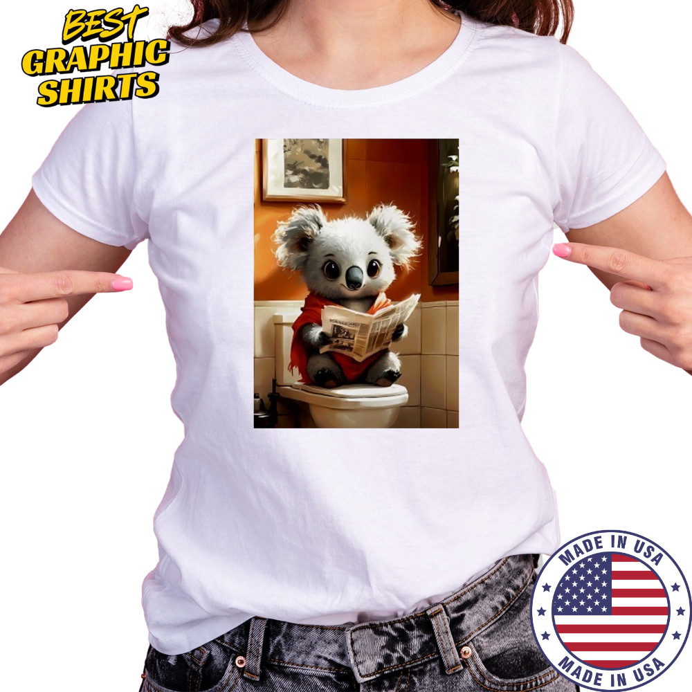 Koala Bear reading Newspaper Bathroom Morning Routine Charm shirt Women's T-shirt