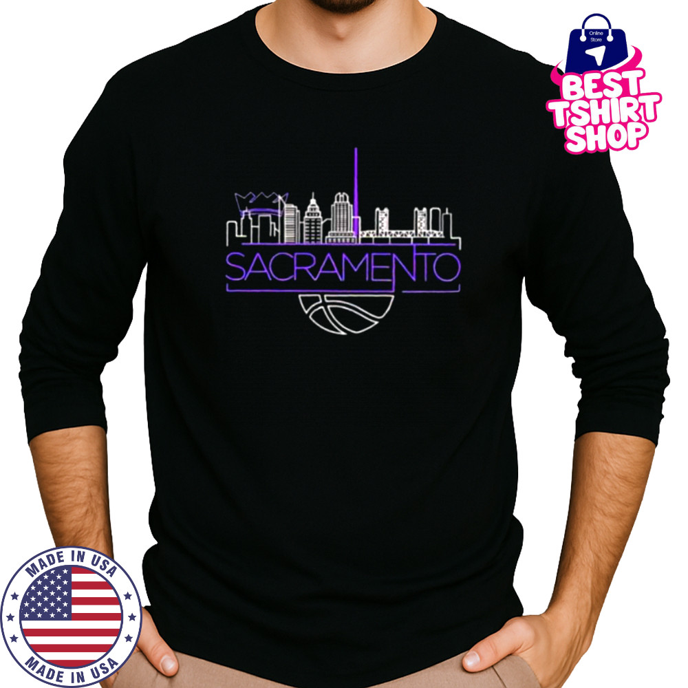 Sacramento Kings basketball NBA light the beam City skyline shirt Long Sleeved