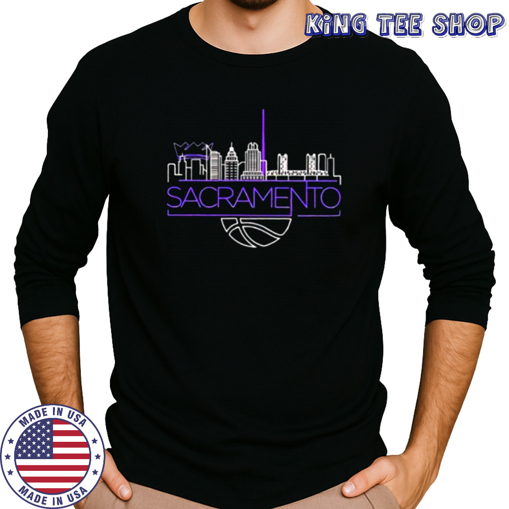 Sacramento Kings basketball NBA light the beam City skyline shirt Long Sleeved