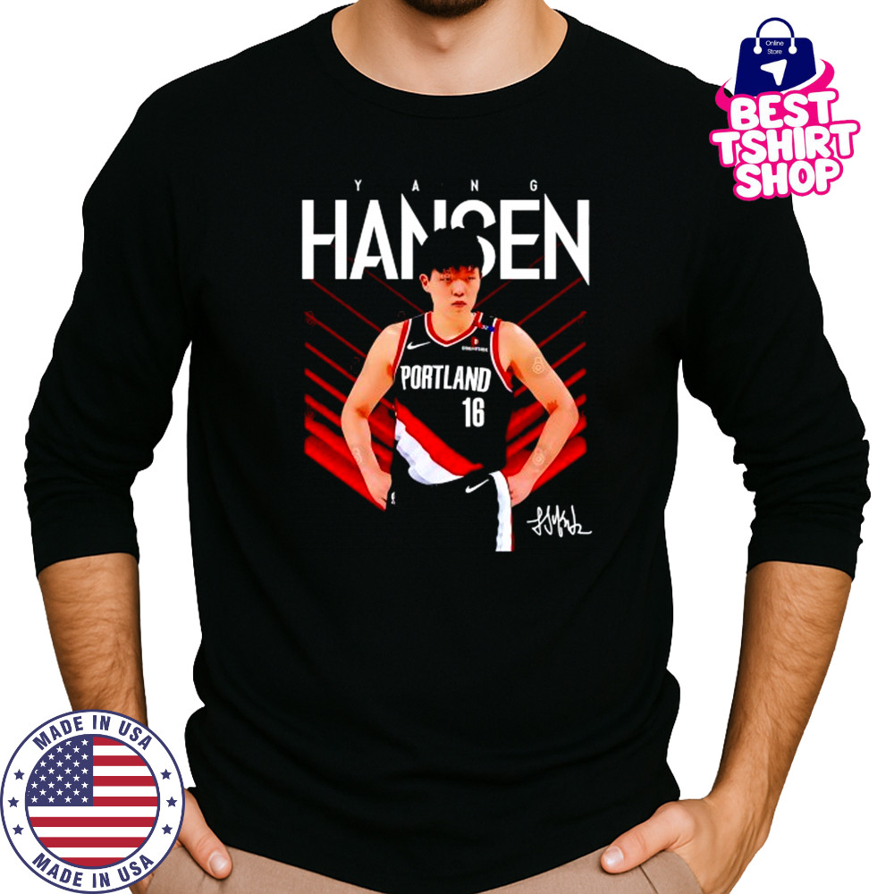 Yang Hansen Portland Trail Blazers signature shirt Long Sleeved