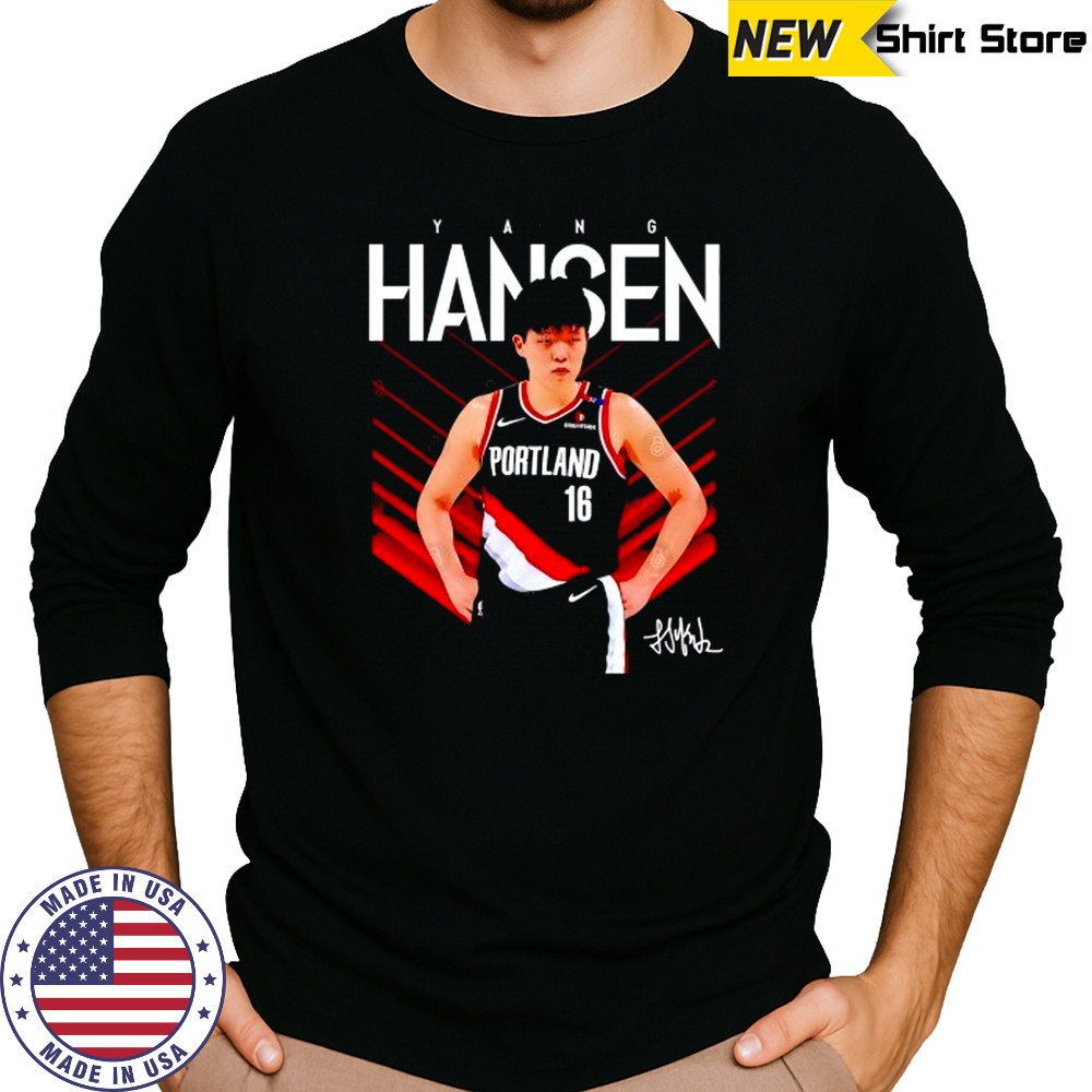 Yang Hansen Portland Trail Blazers signature shirt Long Sleeved