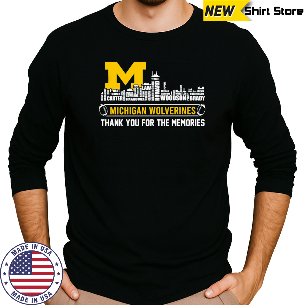 City skyline Michigan Wolverines thank you for the memories shirt Long Sleeved