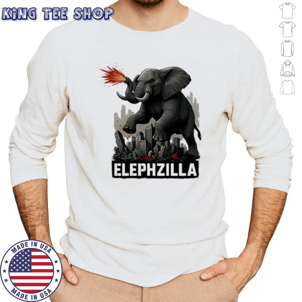 Elephent Elephzilla Parody In Action shirt Long Sleeved