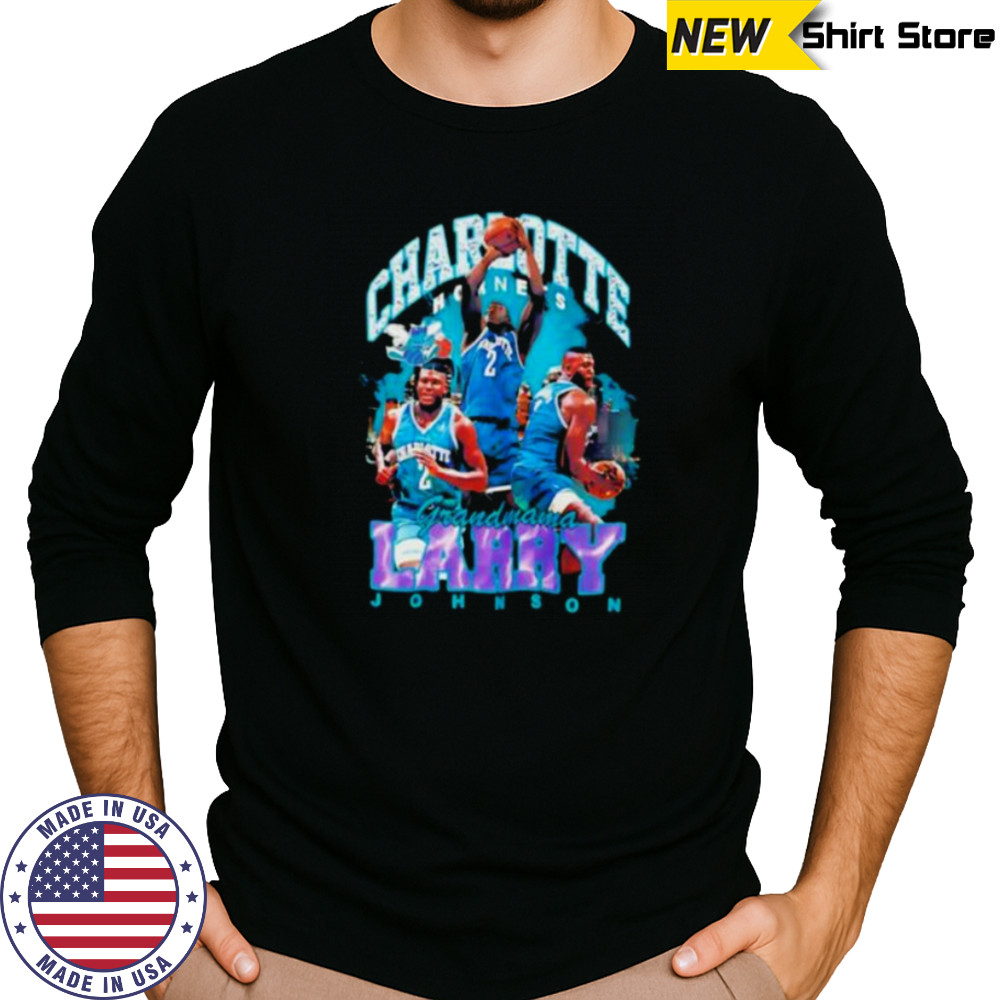 Larry Johnson Charlotte Hornets Grandmama Graphic T Shirt Long Sleeved