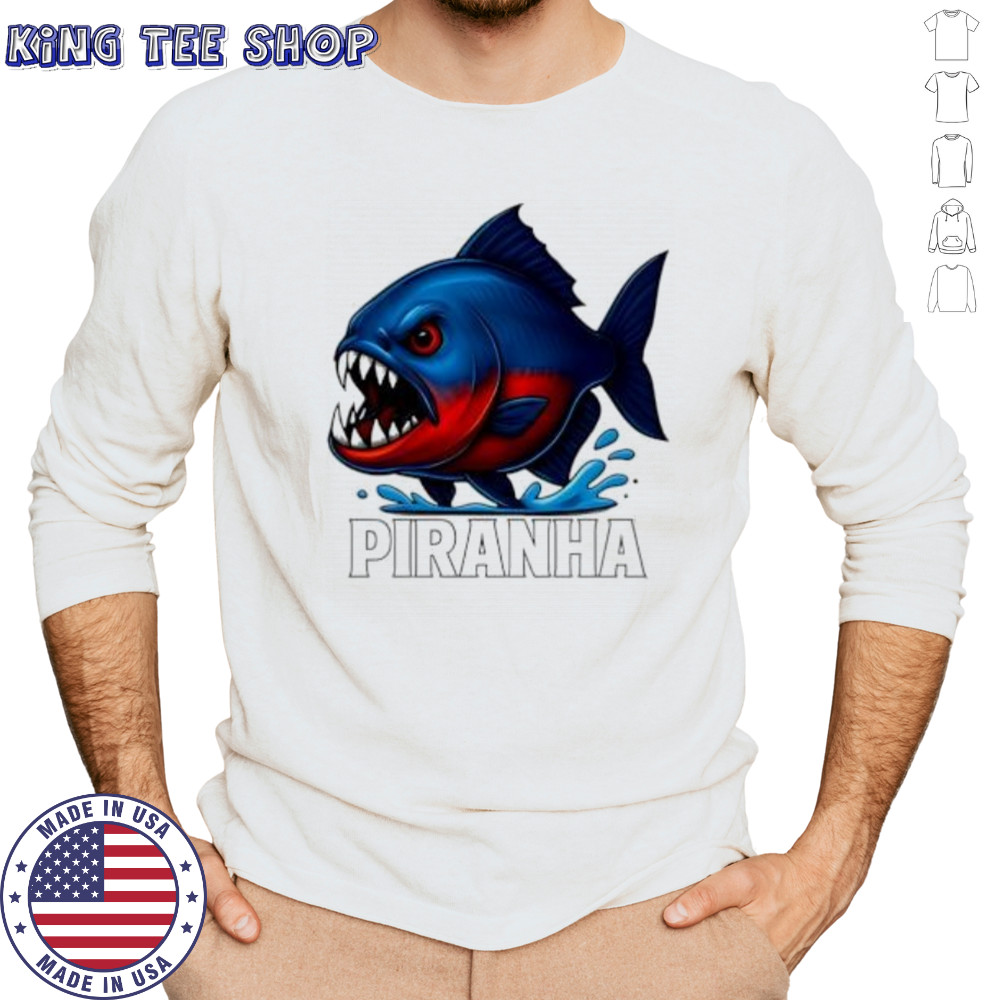 Piranha Fish shirt Long Sleeved