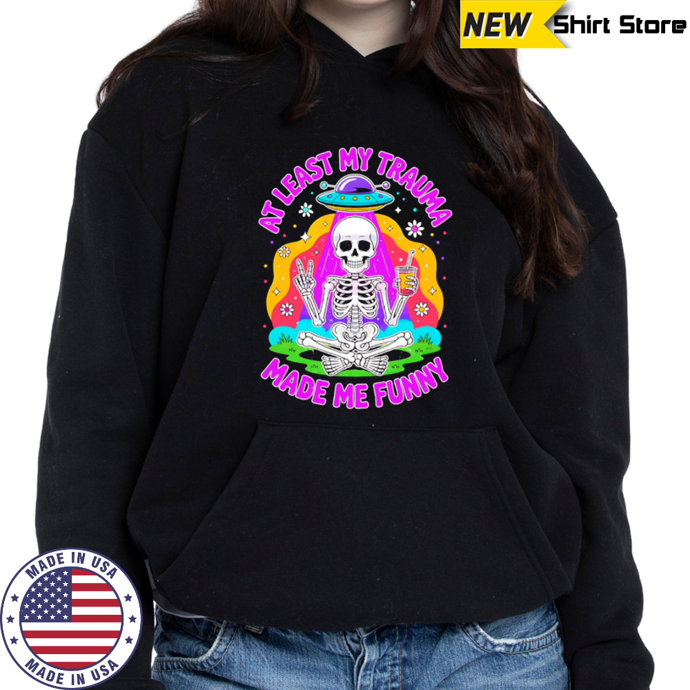 skeleton ufo sarcastic mental health halloween shirt Hoodie