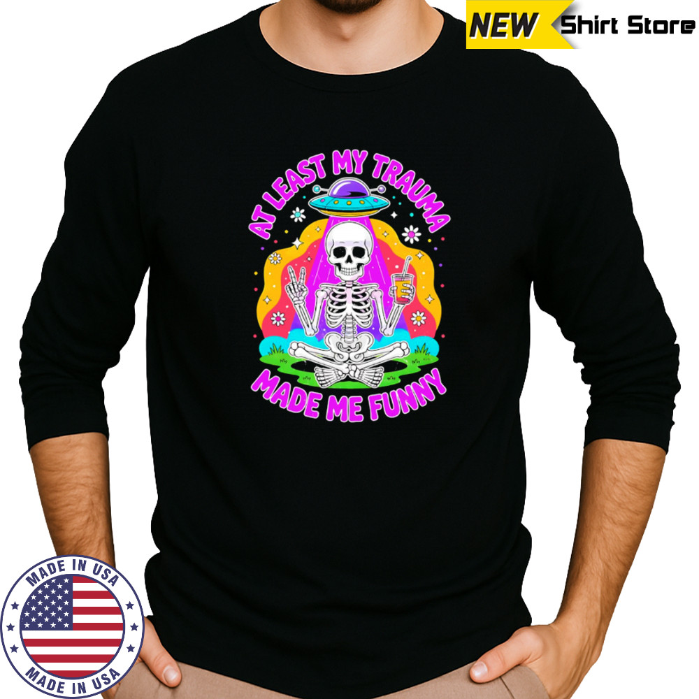 skeleton ufo sarcastic mental health halloween shirt Long Sleeved
