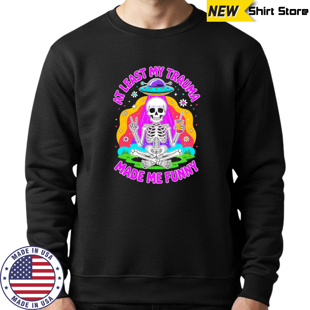 skeleton ufo sarcastic mental health halloween shirt Sweatshirt