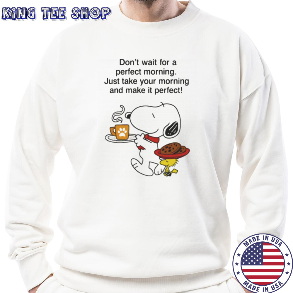 Snoopy and Woodstock don’t wait for a perfect morning shirt Sweatshirt
