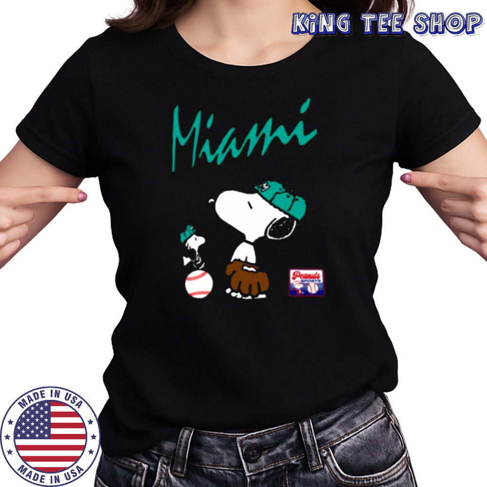 Snoopy Peanuts Ripple Junction Miami Baseball shirt Women's T-shirt