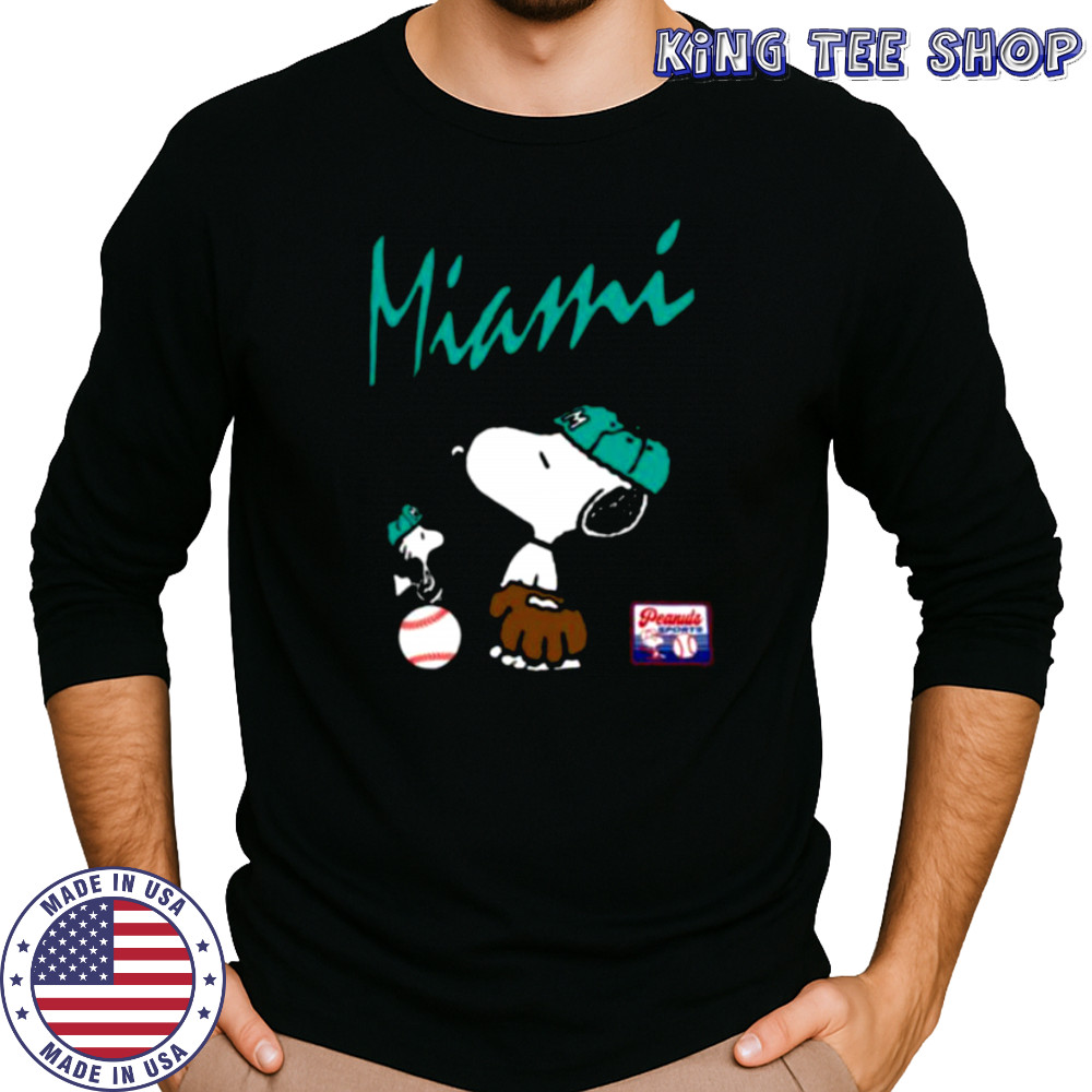 Snoopy Peanuts Ripple Junction Miami Baseball shirt Long Sleeved
