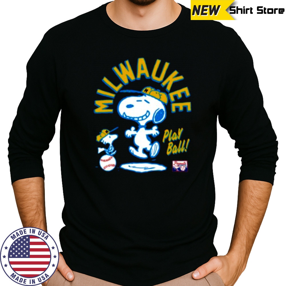 Snoopy Peanuts Ripple Junction Milwaukee Baseball shirt Long Sleeved