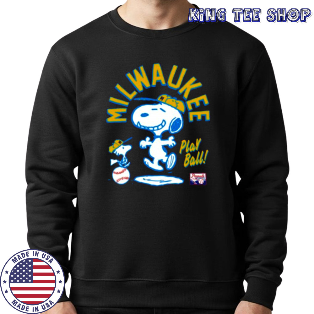 Snoopy Peanuts Ripple Junction Milwaukee Baseball shirt Sweatshirt