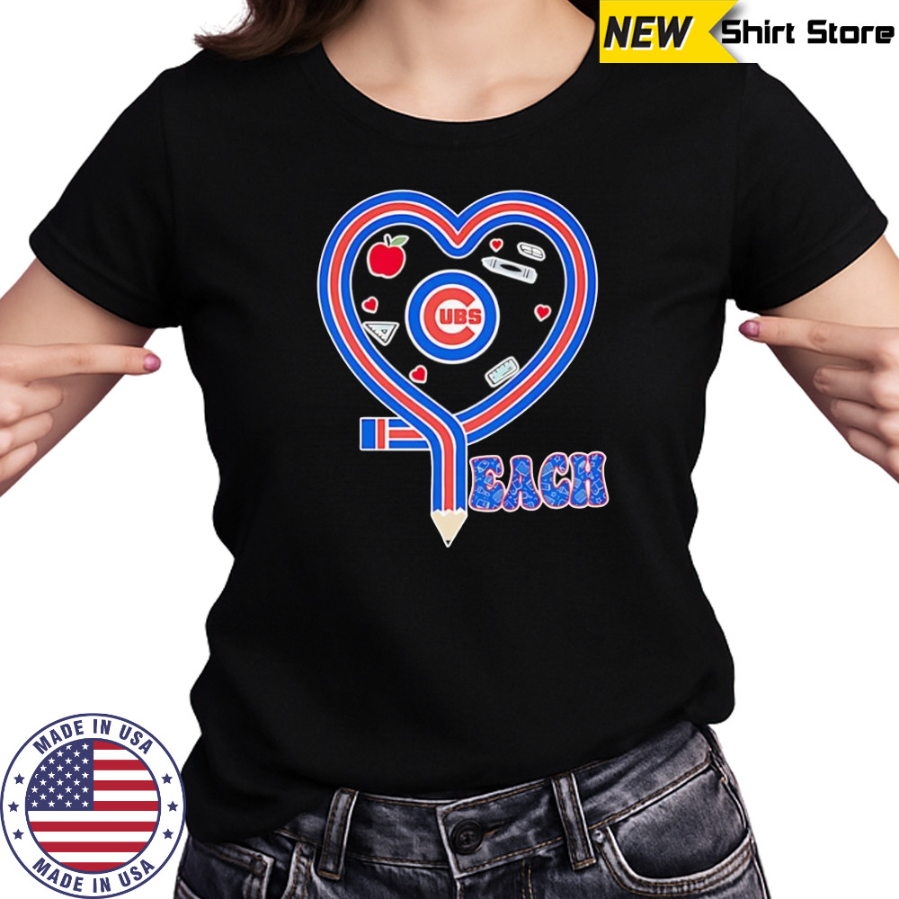 Teach heart Chicago Cubs logo shirt Women's T-shirt