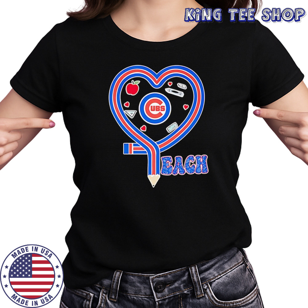 Teach heart Chicago Cubs logo shirt Women's T-shirt