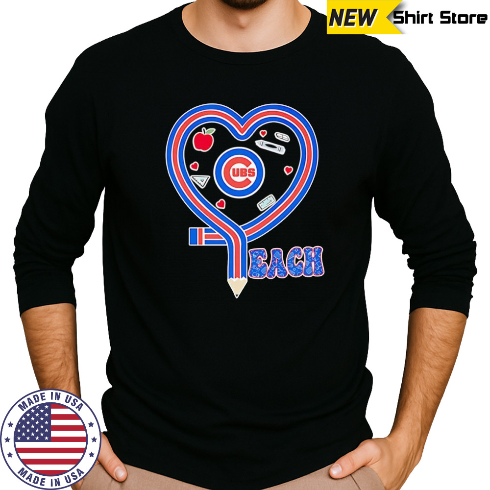 Teach heart Chicago Cubs logo shirt Long Sleeved