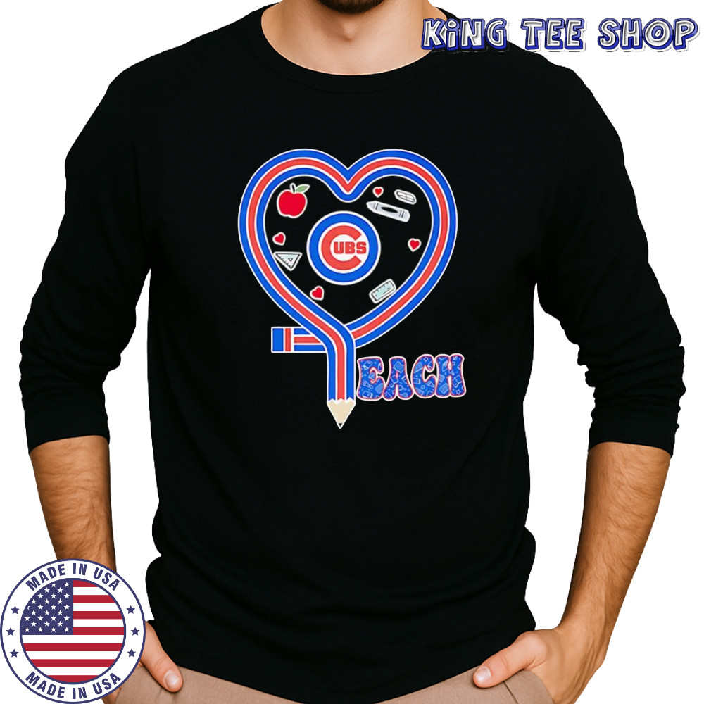 Teach heart Chicago Cubs logo shirt Long Sleeved