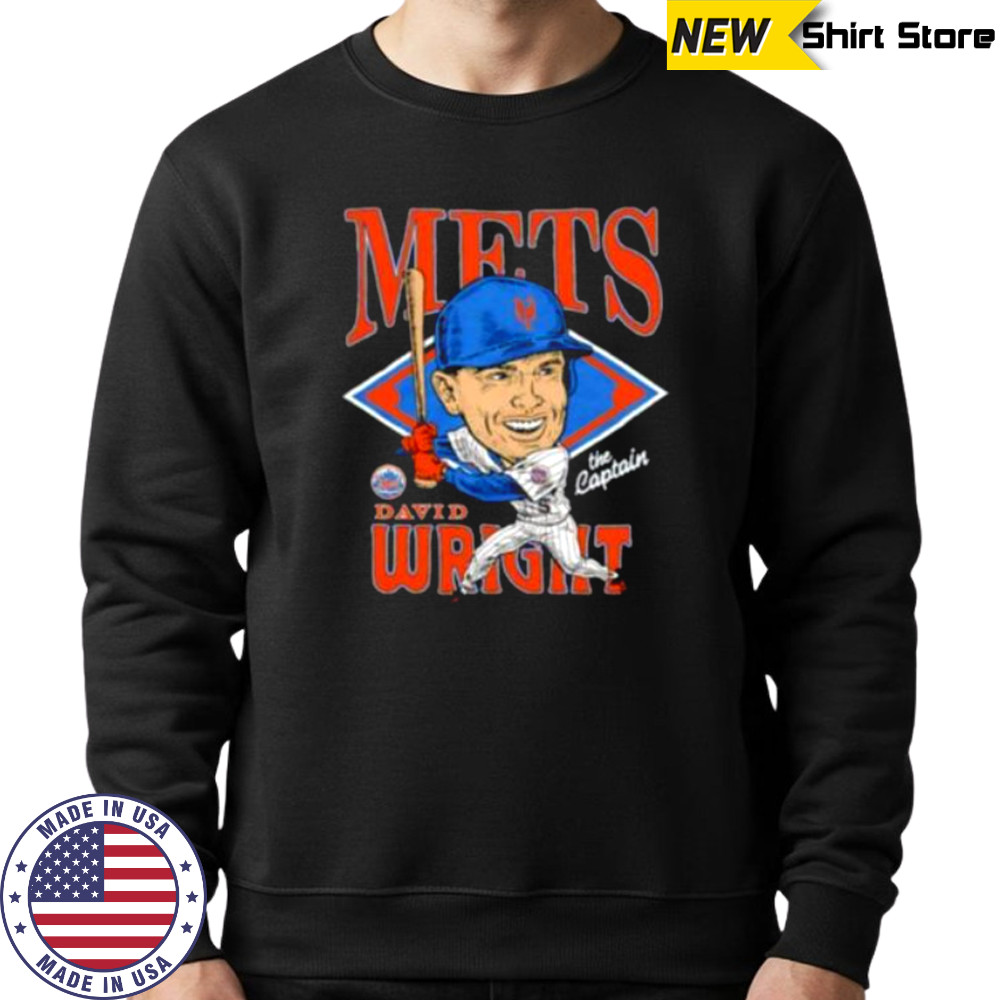 The Captain David Wright New York Mets Caricature Signature T Shirt Sweatshirt