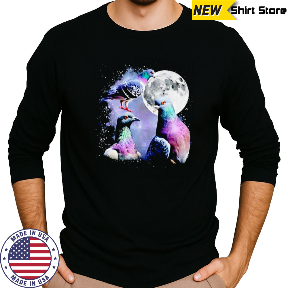 Three pigeon moon shirt Long Sleeved
