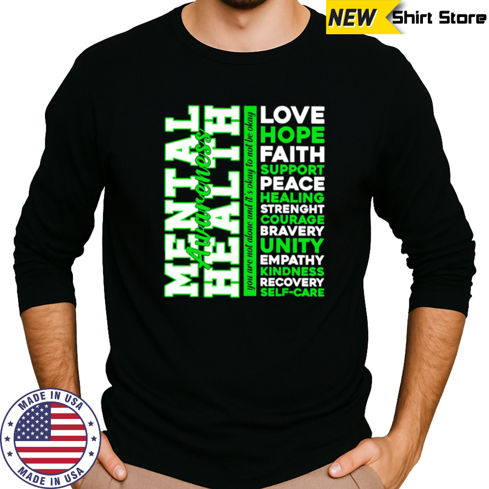 Top Positive Green Words Mental Health Awareness Classic shirt Long Sleeved