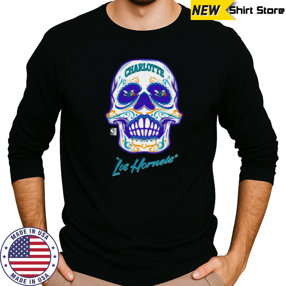 Charlotte Hornets Mitchell & Ness Hardwood Classics Sugar Skull Hometown Shirt Long Sleeved