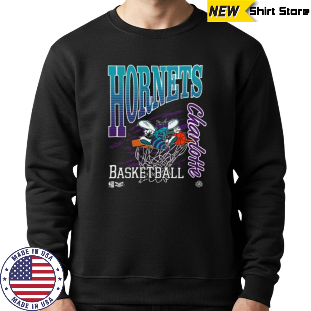 Charlotte Hornets Mitchell & Ness NBA Basketed Vintage Shirt Sweatshirt