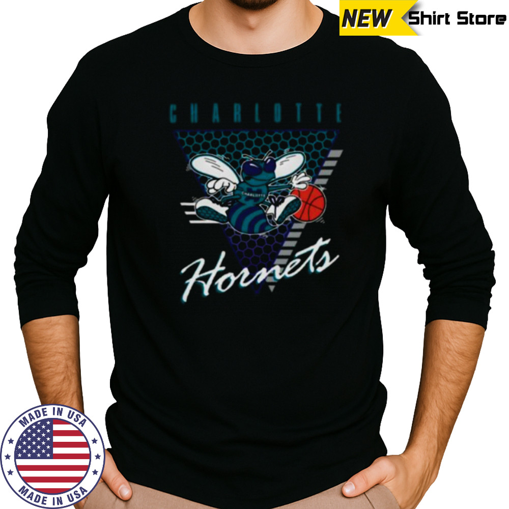 Charlotte Hornets Retro Triangle Logo Shirt Long Sleeved