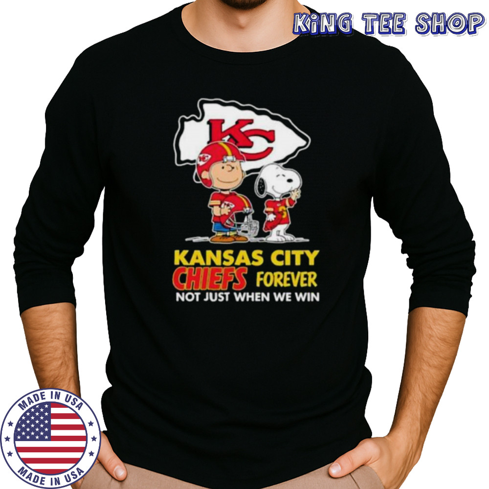 Kansas City Chiefs Charlie Brown Snoopy Chiefs Forever Not Just When We Win shirt Long Sleeved