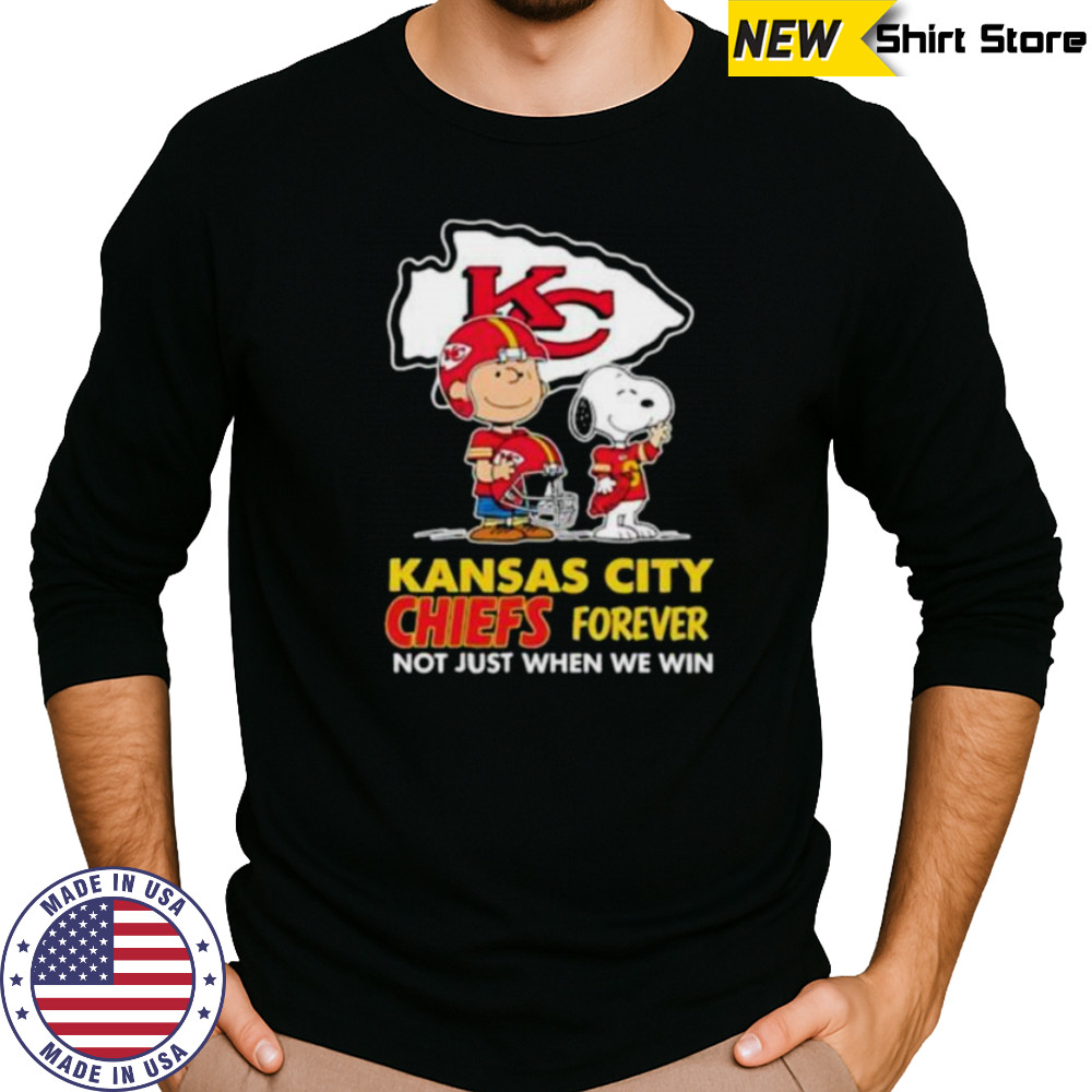 Kansas City Chiefs Charlie Brown Snoopy Chiefs Forever Not Just When We Win shirt Long Sleeved