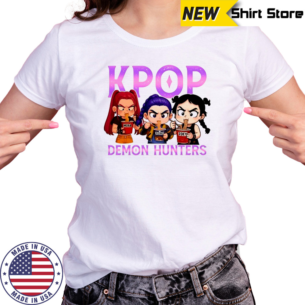Kpop Demon Hunters eat Ramen chibi shirt Women's T-shirt