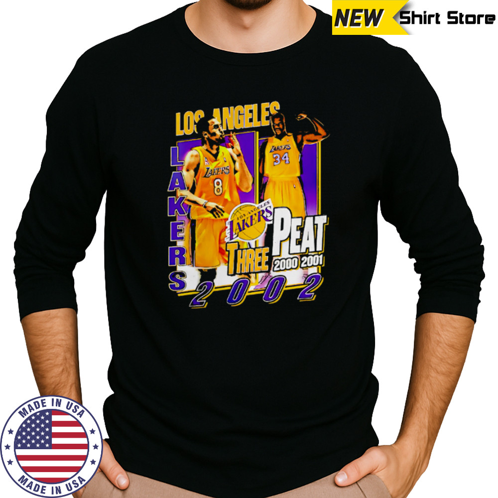 Los Angeles Lakers three Peat 2000-200-2002 Kobe and Shaq shirt Long Sleeved