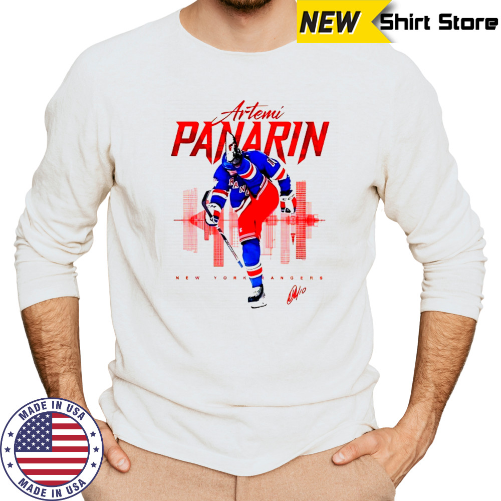 Artemi Panarin New York Rangers skyline signature shirt Long Sleeved