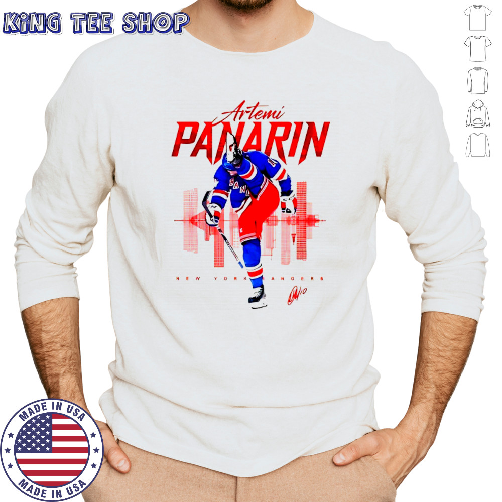 Artemi Panarin New York Rangers skyline signature shirt Long Sleeved