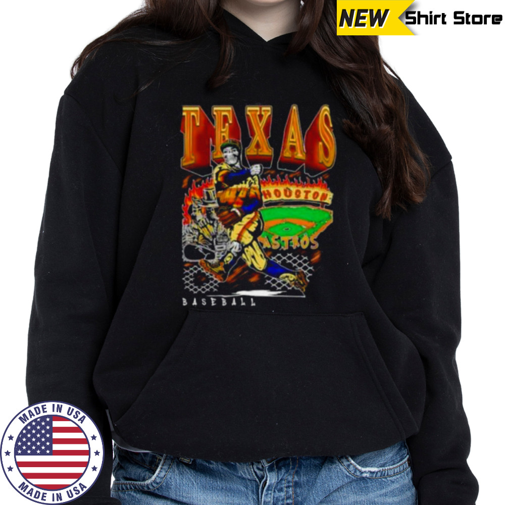 Houston Texas Baseball player skeleton art shirt Hoodie