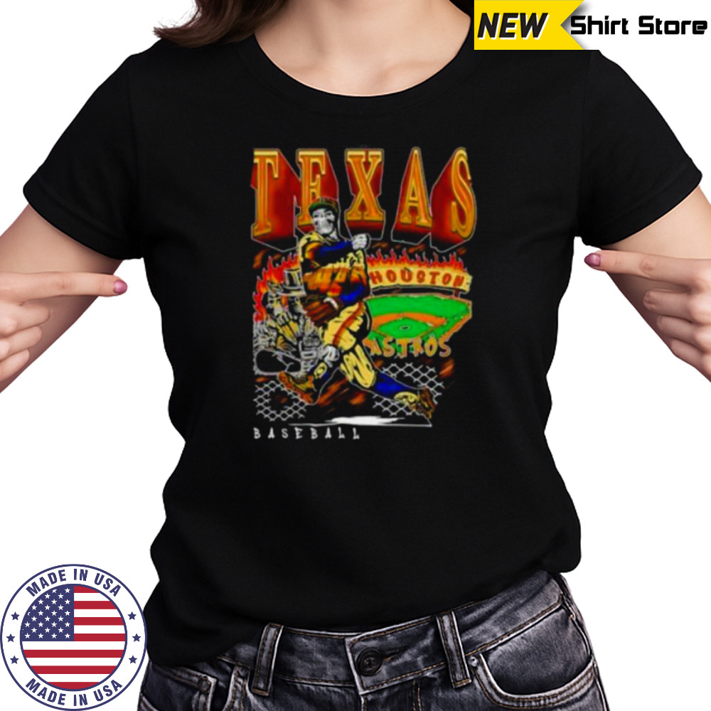 Houston Texas Baseball player skeleton art shirt Women's T-shirt