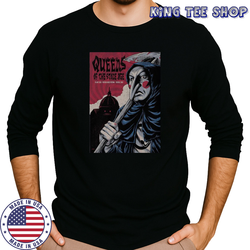 Queens Of The Stone Age Jul 15 2025 Piazza Duomo In Pistoia Italy Tour T-Shirt Long Sleeved