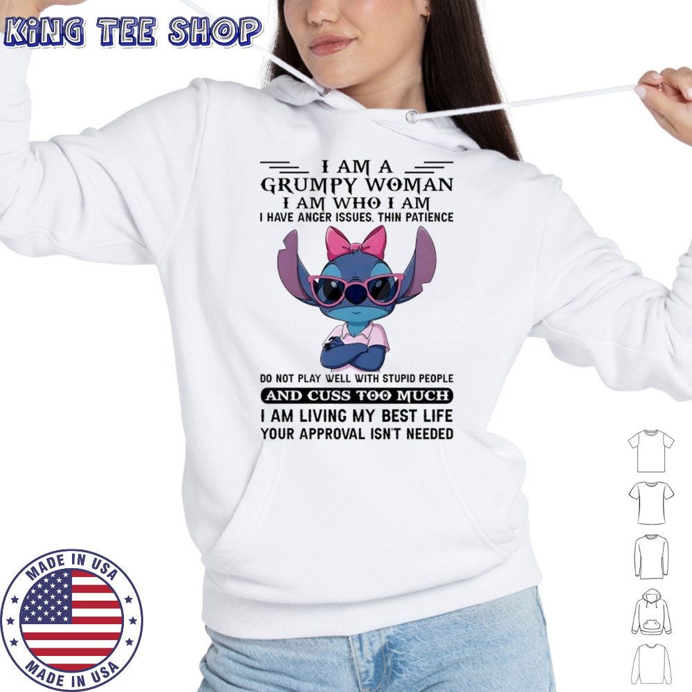 Stitch I am a Grumpy Wpman I am who I am I have anger issues shirt Hoodie