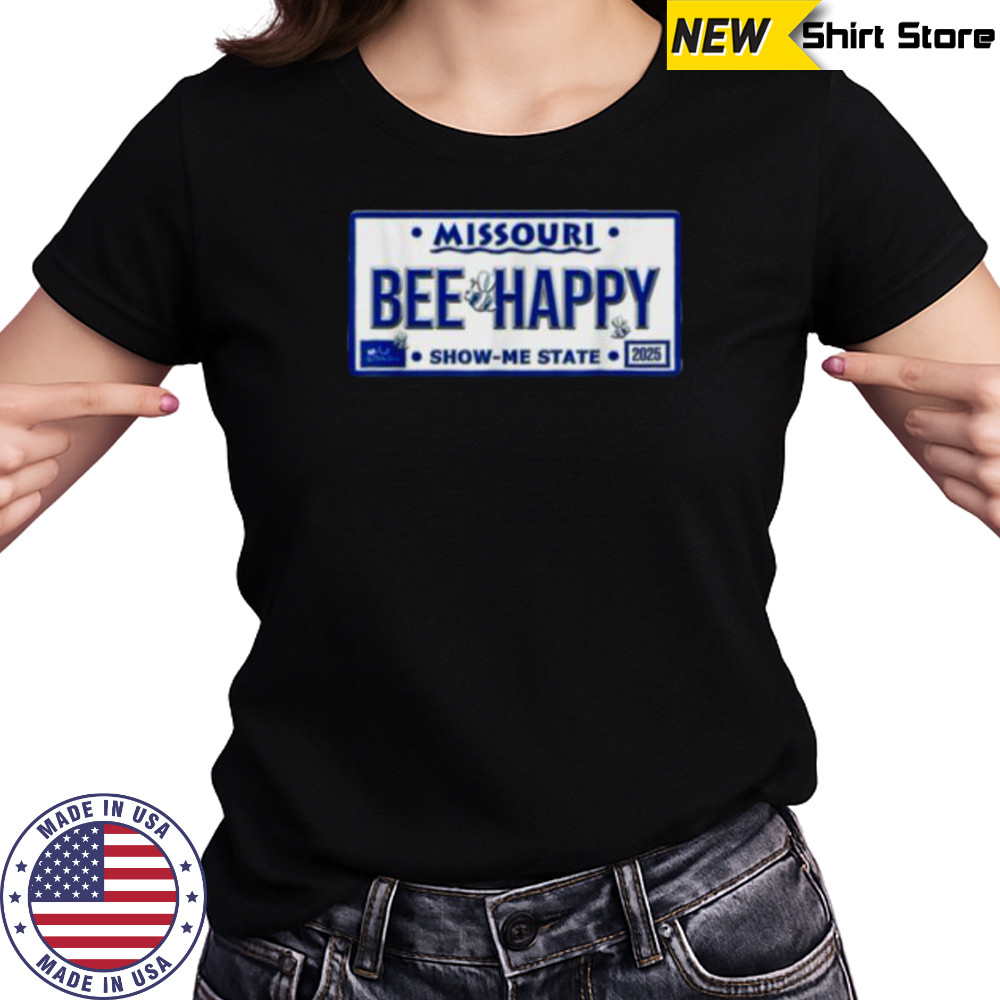 BEE Happy Missouri License Plate Cute Bee Graphic Design shirt Women's T-shirt